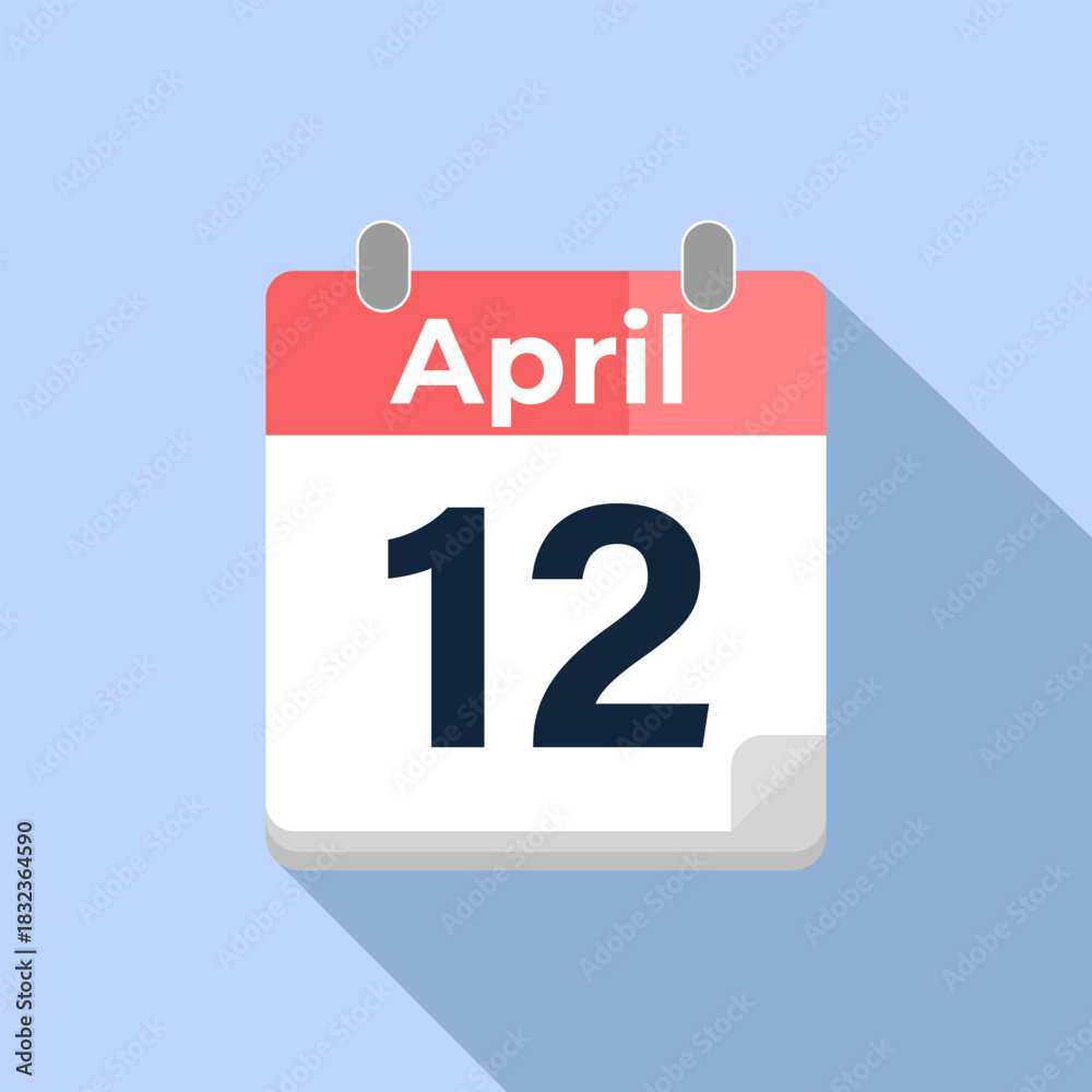 Fototapeta premium April 12 Vector Calendar Modern flat color vector calendar with date