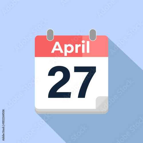 April 27 Vector Calendar
Modern flat color vector calendar with date