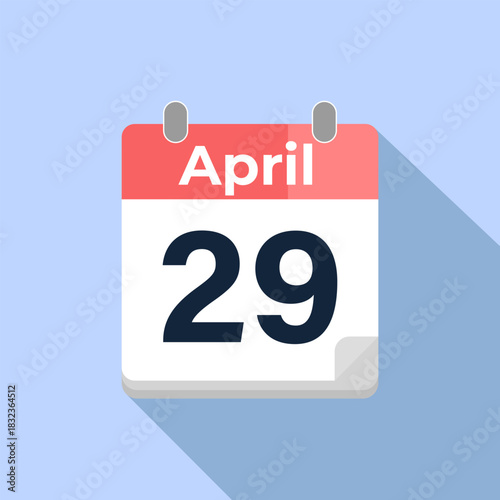 April 29 Vector Calendar
Modern flat color vector calendar with date