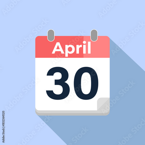 April 30 Vector Calendar
Modern flat color vector calendar with date