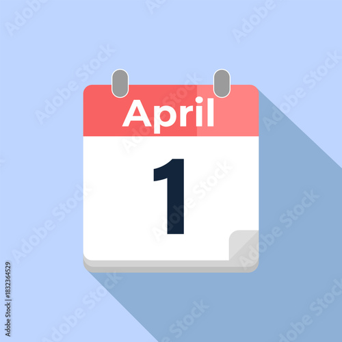 April 1 Vector Calendar
Modern flat color vector calendar with date