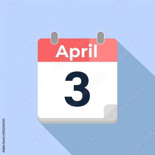 April 3 Vector Calendar
Modern flat color vector calendar with date