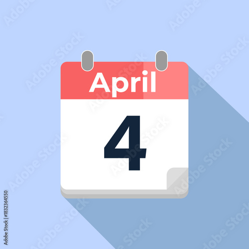 April 4 Vector Calendar
Modern flat color vector calendar with date