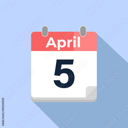 April 5 Vector Calendar
Modern flat color vector calendar with date