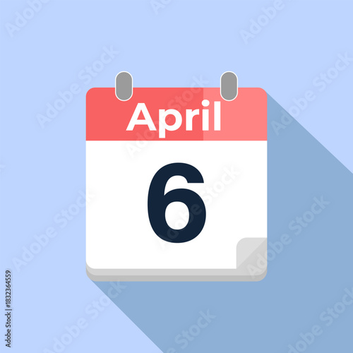 April 6 Vector Calendar
Modern flat color vector calendar with date