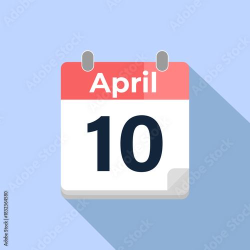April 10 Vector Calendar
Modern flat color vector calendar with date