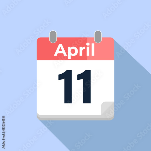 April 11 Vector Calendar
Modern flat color vector calendar with date
