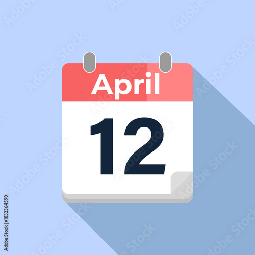 April 12 Vector Calendar
Modern flat color vector calendar with date