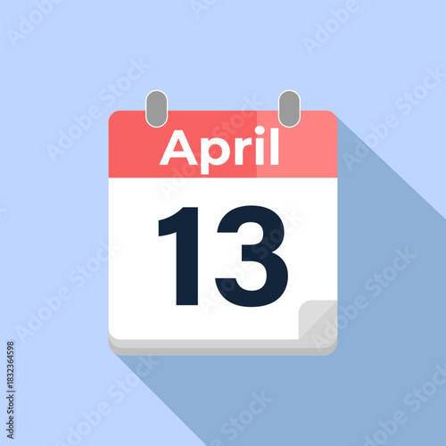 April 13 Vector Calendar
Modern flat color vector calendar with date