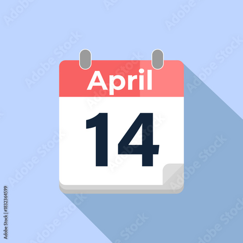 April 14 Vector Calendar
Modern flat color vector calendar with date