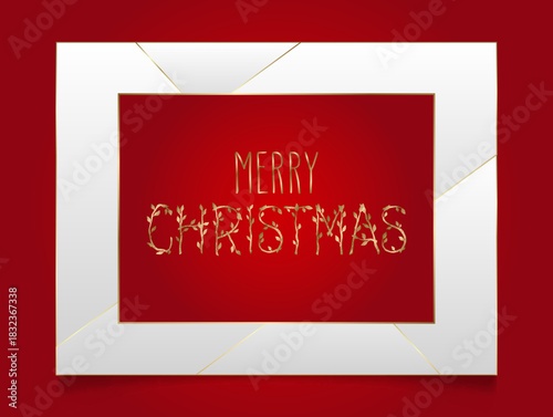 Handwritten Christmas greetings in a red frame, modern festive calligraphy lettering