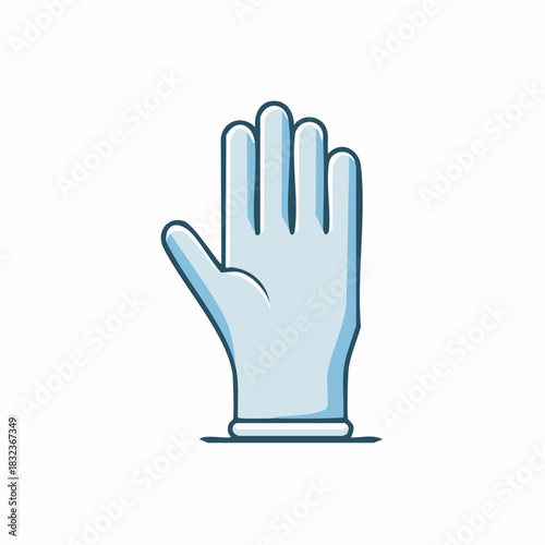 Stylized medical glove illustration with a clear protective barrier and fingers extended