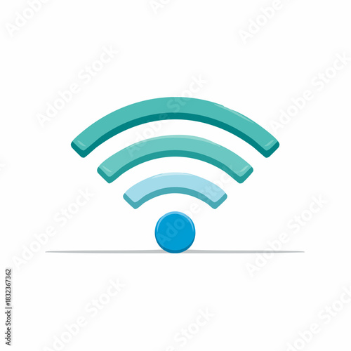 Abstract illustration of a wireless network symbol in teal and blue