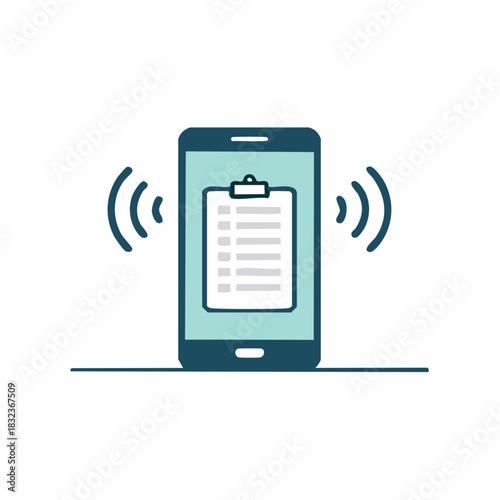 Mobile phone displaying a checklist with notification signals
