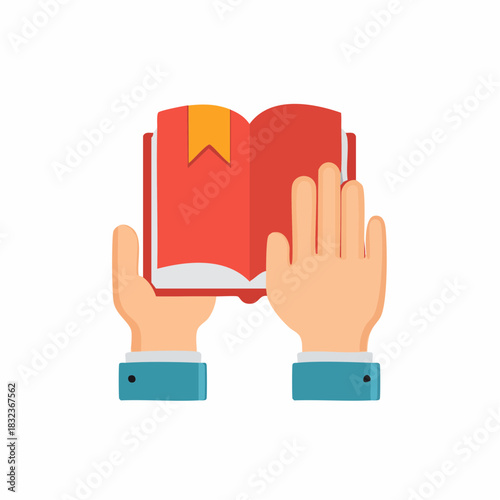 Person swearing a solemn oath with hand on a book vector illustration