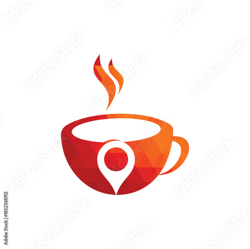 Coffee point logo design. Coffee Location logo template design.