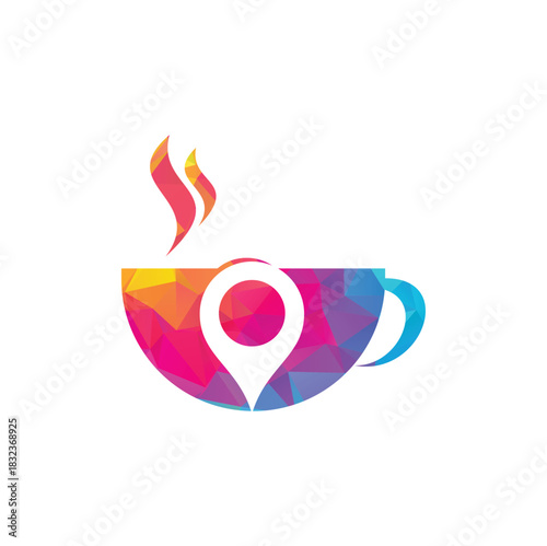 Coffee point logo design. Coffee Location logo template design.