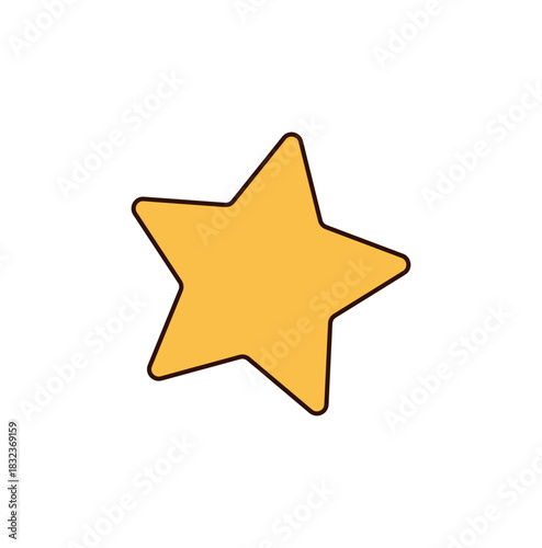 Groovy retro yellow star in flat cartoon pop style, sticker icon with playful patch and badge look. Modern graphic for y2k groovy element design, trendy accent with cheerful positive vibe.