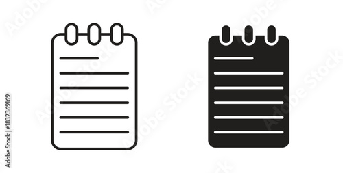 Memo Pad icon with glyph and line. black vector icons for Web UI