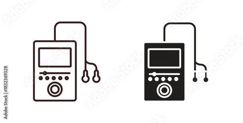 Mp3 Player icon with glyph and line. black vector icons for Web UI