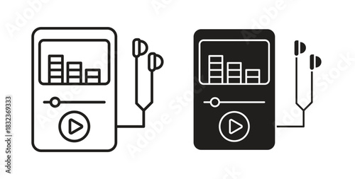 Mp3 Player icon with glyph and line. black vector icons for Web UI