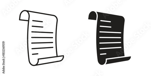 Paper Scroll icon with glyph and line. black vector icons for Web UI