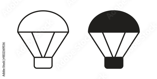 Parachute icon with glyph and line. black vector icons for Web UI