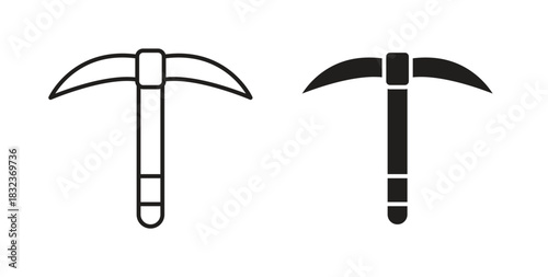 Pickaxe icon with glyph and line. black vector icons for Web UI