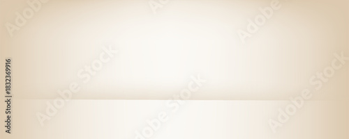 Beige studio room design concept. Light brown platform display background. Ecru wall or floor surface backdrop for presentation, mockup template, product showcase. Vector soft gradient wallpaper