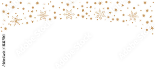 Banner, snowflake background, Golden Christmas card vector illustration.