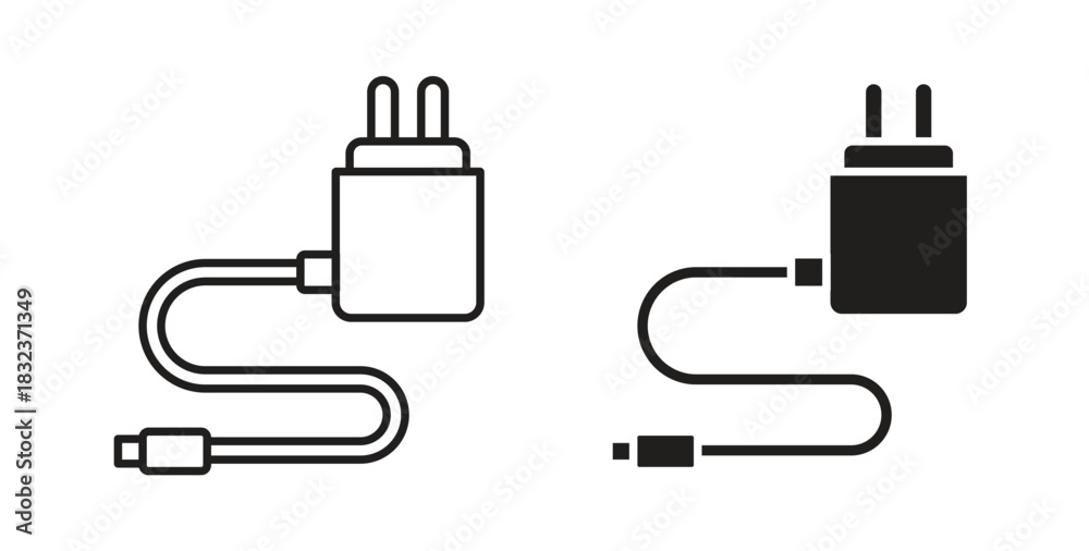 Obraz premium Mobile charger icon concept set. Simple icon collection