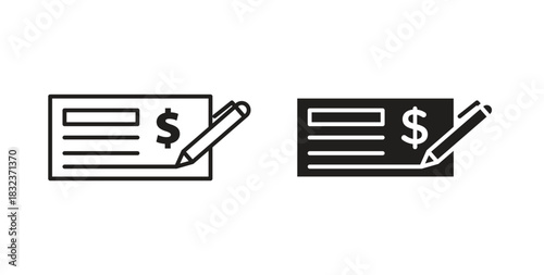 Money check icon concept set. Simple icon collection
