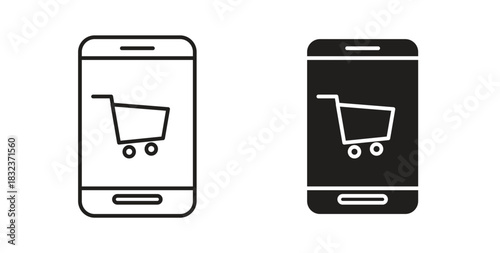Online shopping icon concept set. Simple icon collection