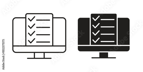 Online exam test icon concept set. Simple icon collection