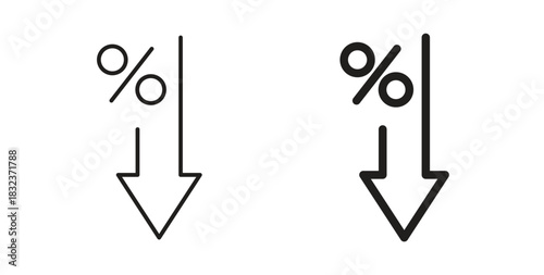 Percent down icon concept set. Simple icon collection