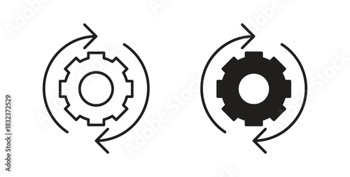 Recovery gear icon concept set. Simple icon collection