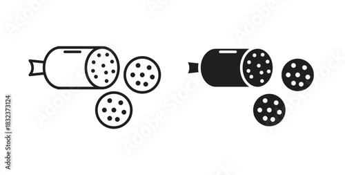 Sausage salami icon concept set. Simple icon collection