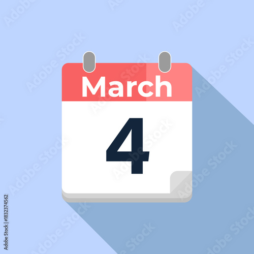 March 4 Vector Calendar
Modern flat color vector calendar with date