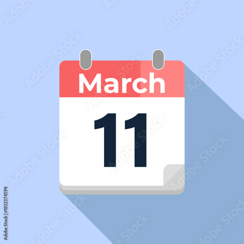 March 11 Vector Calendar
Modern flat color vector calendar with date
