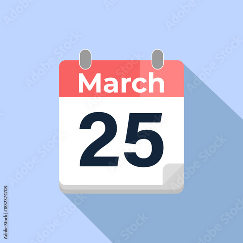 March 25 Vector Calendar
Modern flat color vector calendar with date