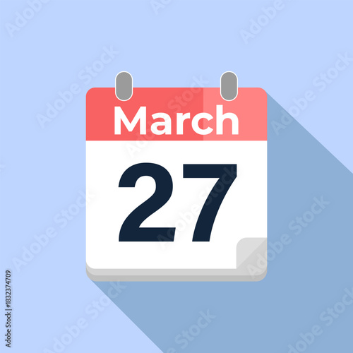 March 27 Vector Calendar
Modern flat color vector calendar with date