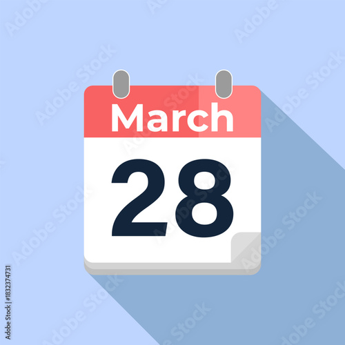 March 28 Vector Calendar
Modern flat color vector calendar with date