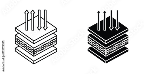Insulation icon. Line with editable stroke and flat for Web