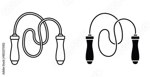 Jump rope icon. Line with editable stroke and flat for Web