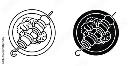 Kebab icon. Line with editable stroke and flat for Web