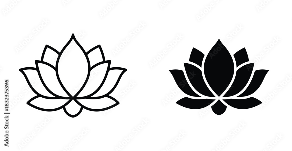 Fototapeta premium Lotus icon. Line with editable stroke and flat for Web