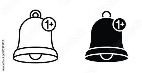 Notification bell icon. Line with editable stroke and flat for Web