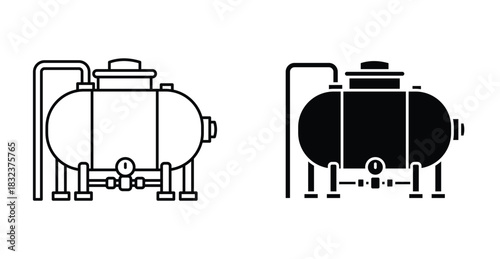 Oil storage icon. Line with editable stroke and flat for Web
