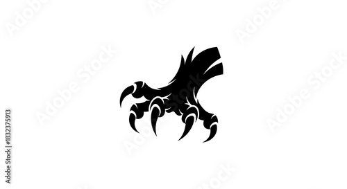Black monster claw with sharp talons vector illustration.