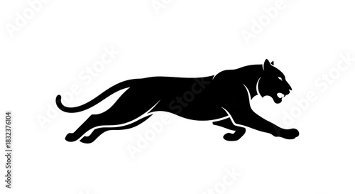 Black Panther Running Silhouette Vector Graphic.